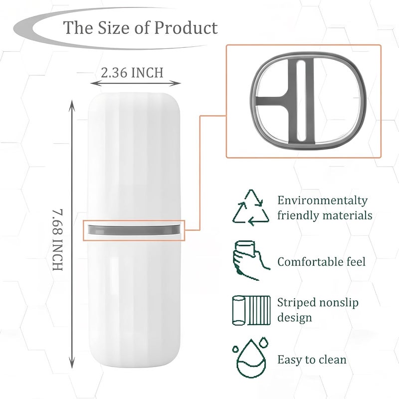 ZORGONS Toothbrush Travel Case Toothbrush Holder with Cover Travel Boothbrush Holder Portable Toothbrush Case and Carrier for Bathroom School Business Trip (White) - Image 3